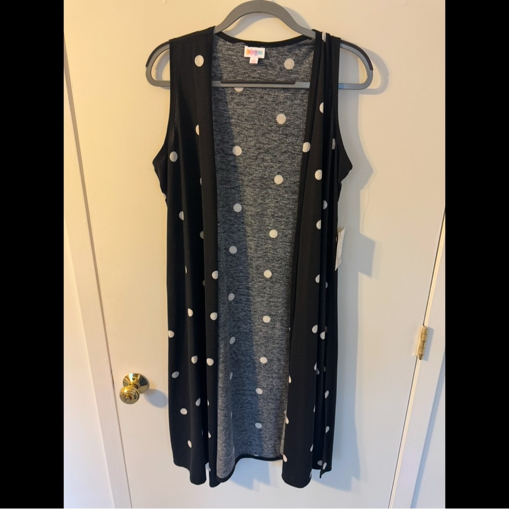 LuLaRoe Black Polka Dot Sleeveless Cardigan